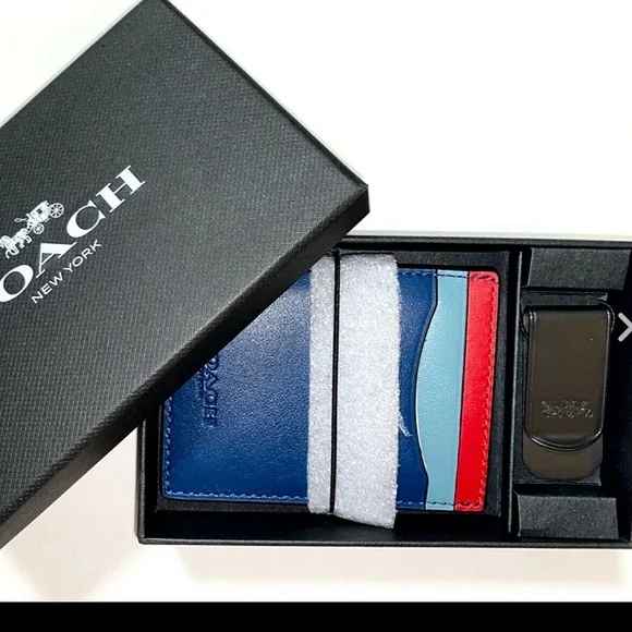 COACH Boxed 3-In-1 Leather Card Case Money Clip Set - Picture 2 of 5